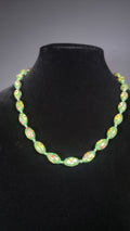 1950s Cloisonné Necklace on Hand Knotted Silk
