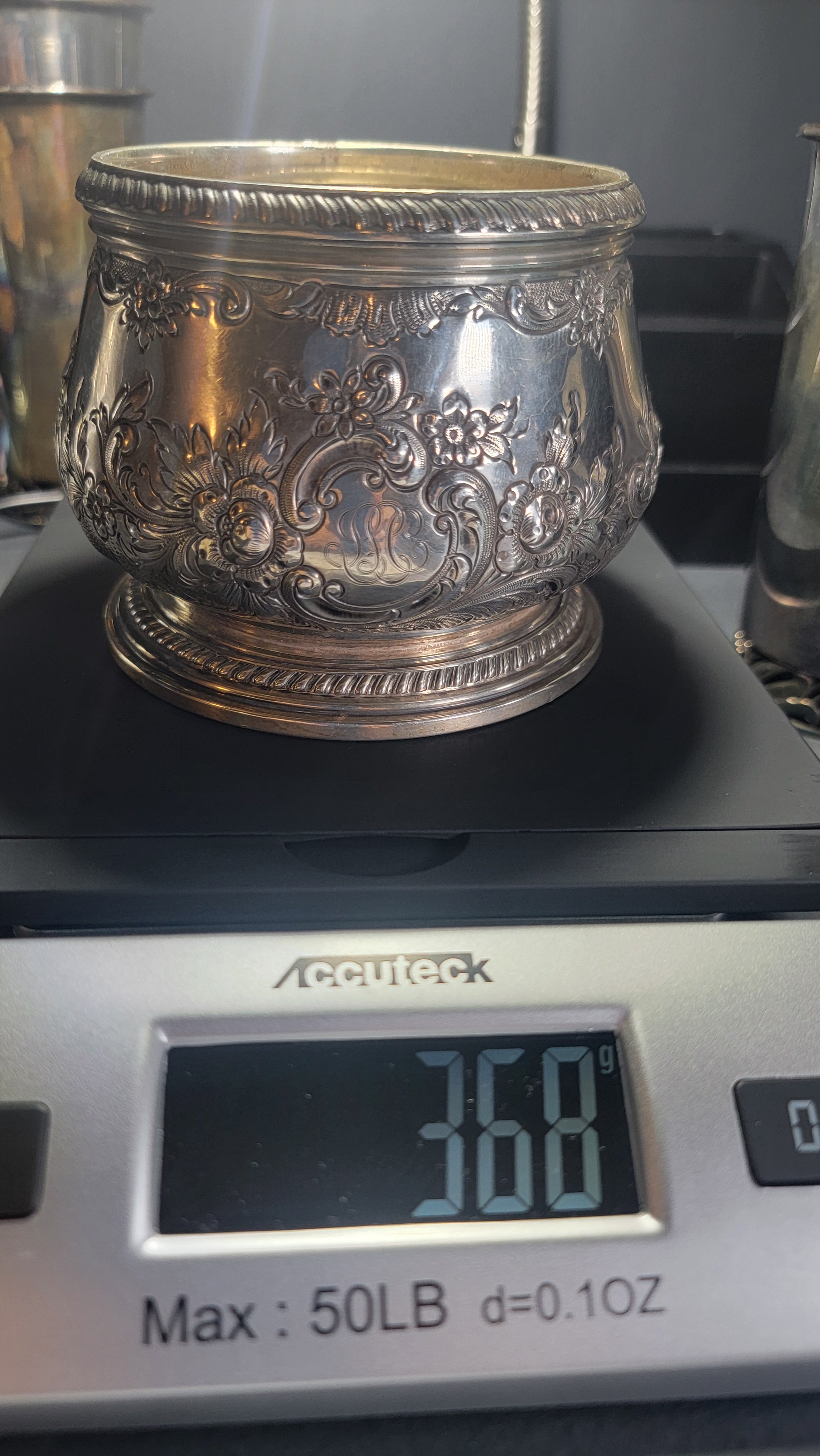 1936 Gorham Sterling Silver Waste Bowl Georgian Hand Chased 925 Silver