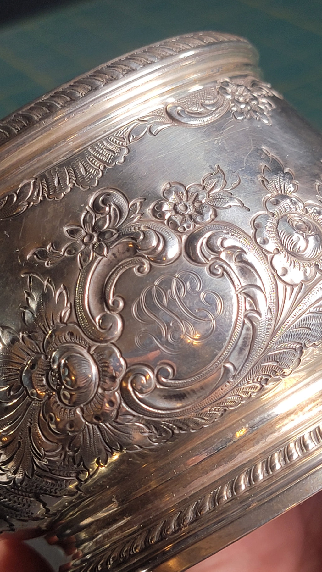 1936 Gorham Sterling Silver Waste Bowl Georgian Hand Chased 925 Silver
