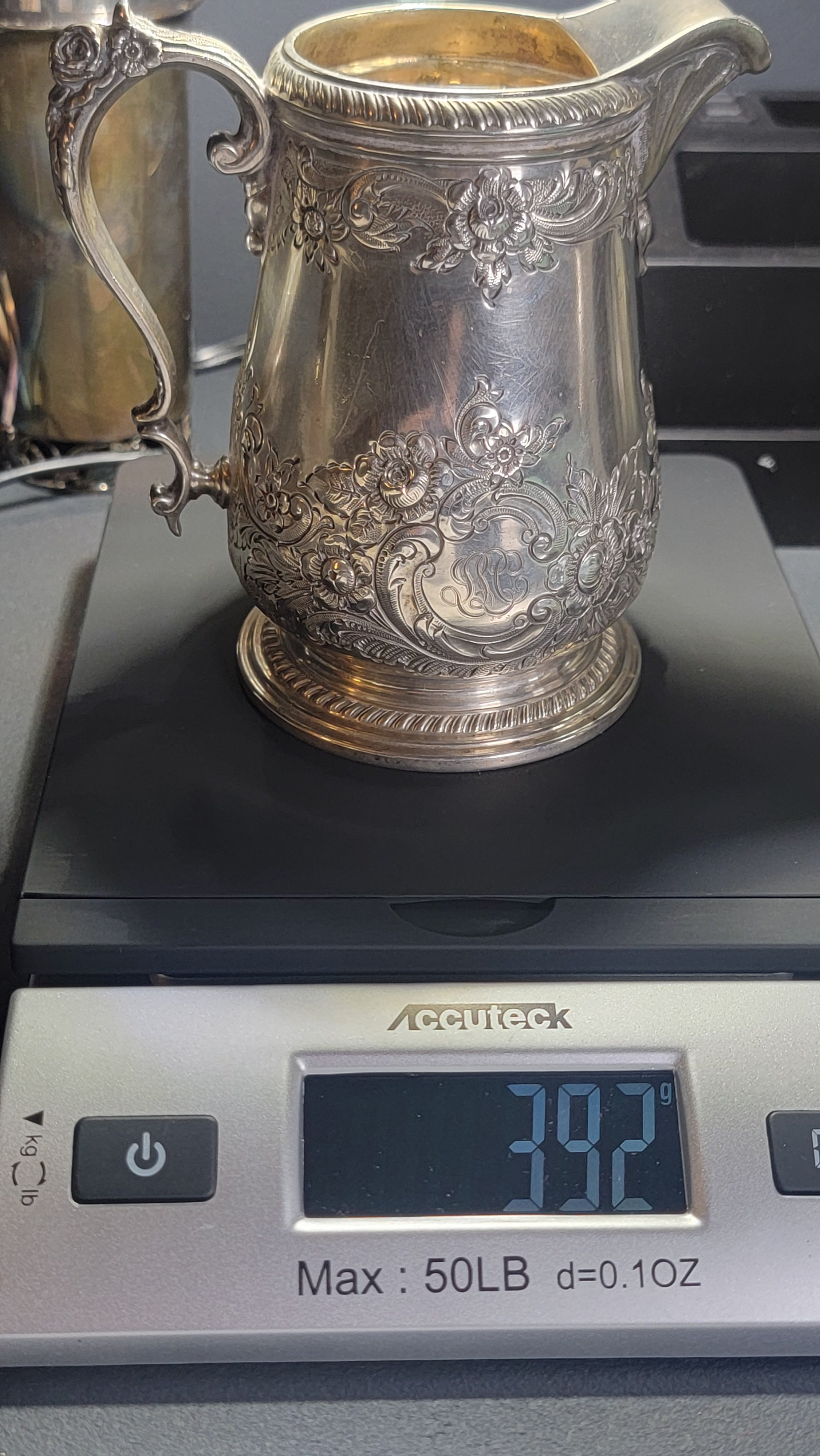 1936 Gorham Sterling Silver Creamer Georgian Hand Chased 925 Silver