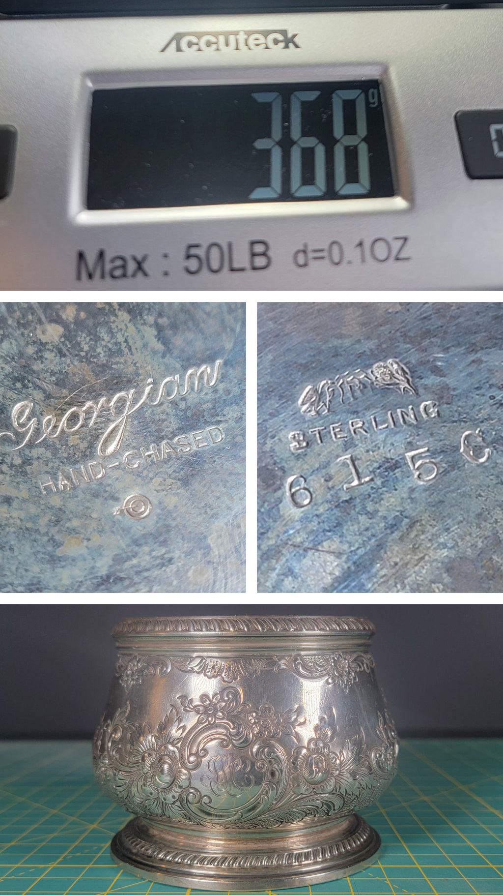 1936 Gorham Sterling Silver Waste Bowl Georgian Hand Chased 925 Silver