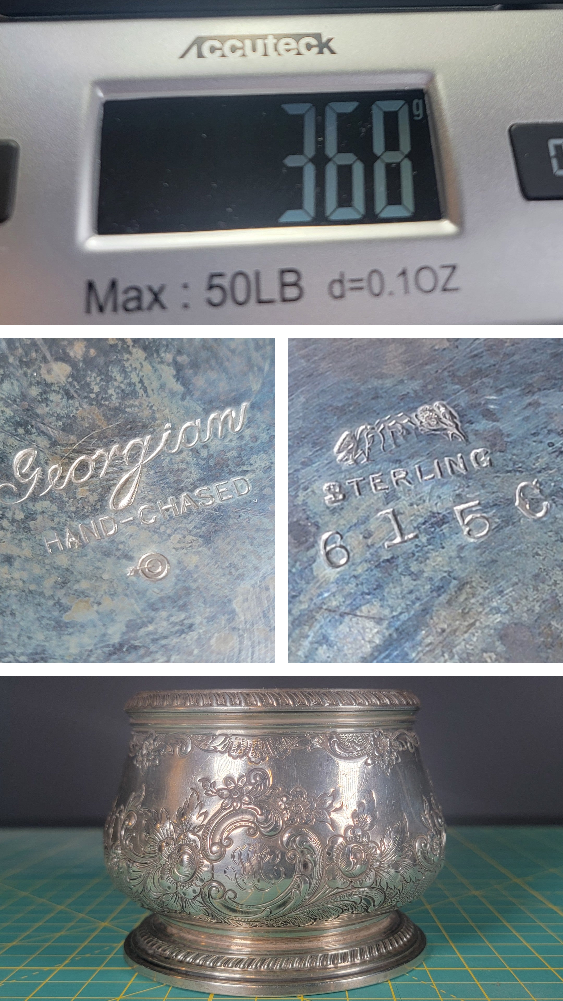 1936 Gorham Sterling Silver Waste Bowl Georgian Hand Chased 925 Silver
