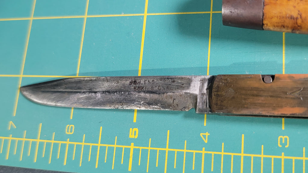 Antique Joh. Engström Eskilstuna Barrel Folding Knife - Curly Birch Handle - c.1874-1917