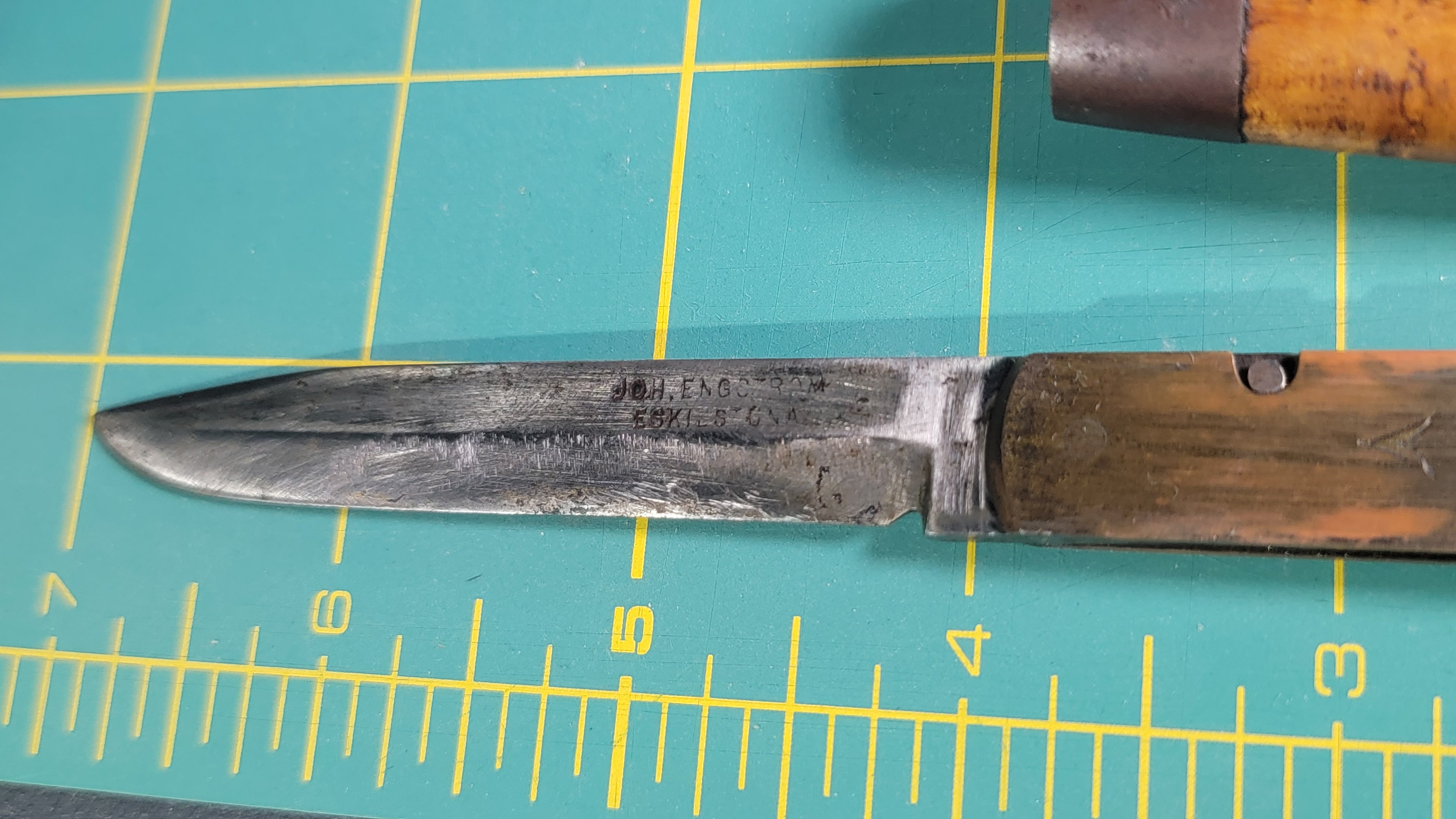 Antique Joh. Engström Eskilstuna Barrel Folding Knife - Curly Birch Handle - c.1874-1917