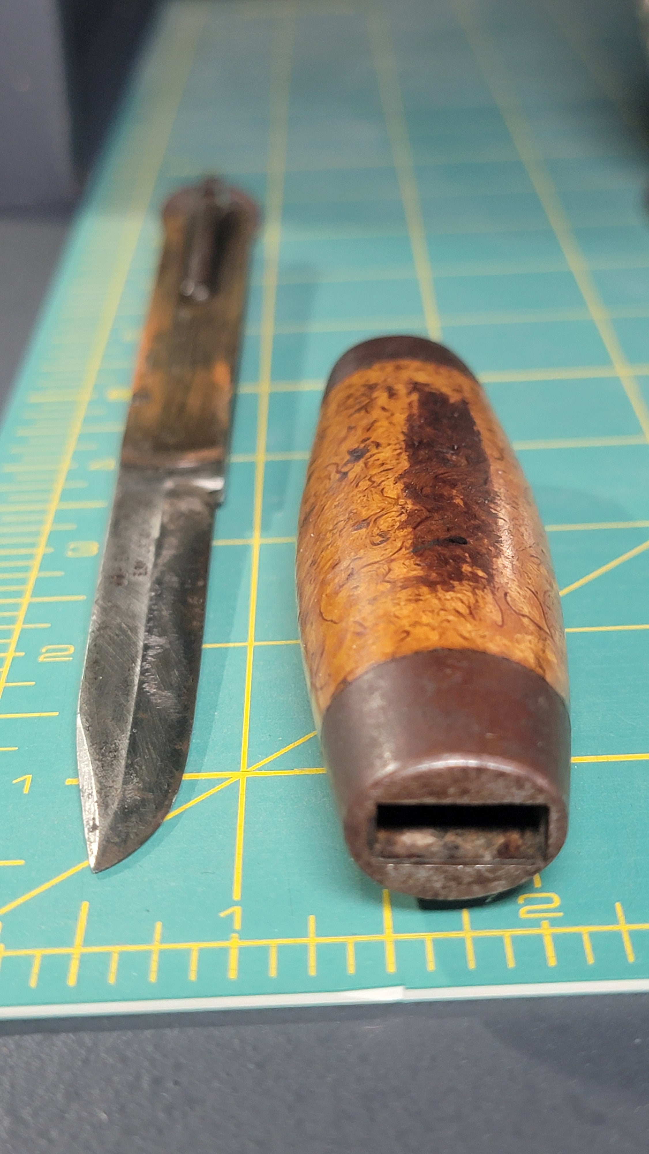 Antique Joh. Engström Eskilstuna Barrel Folding Knife - Curly Birch Handle - c.1874-1917