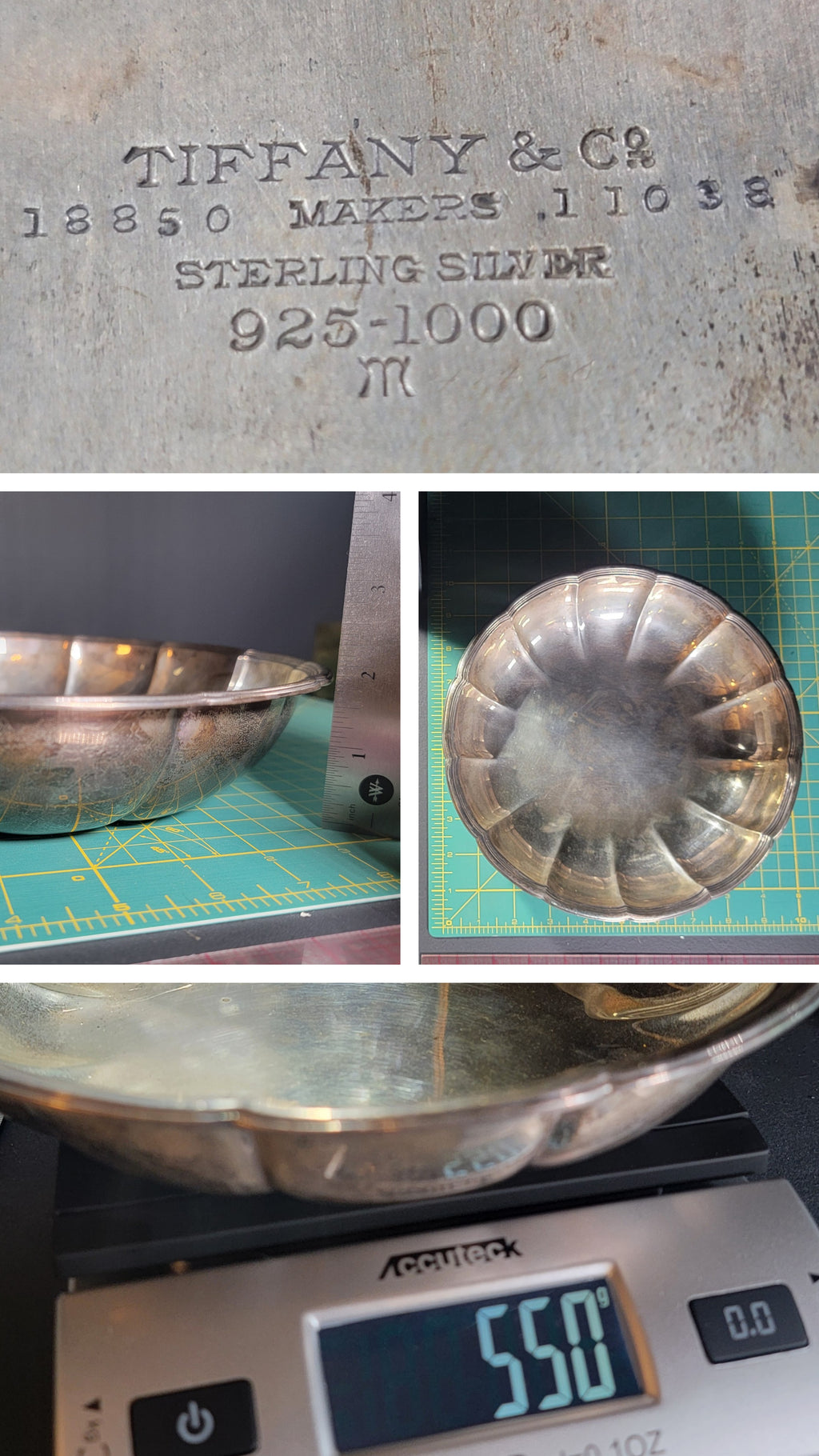 Tiffany & Co. Sterling Silver Scalloped Bowl - Art Deco Era 1915 - 550g