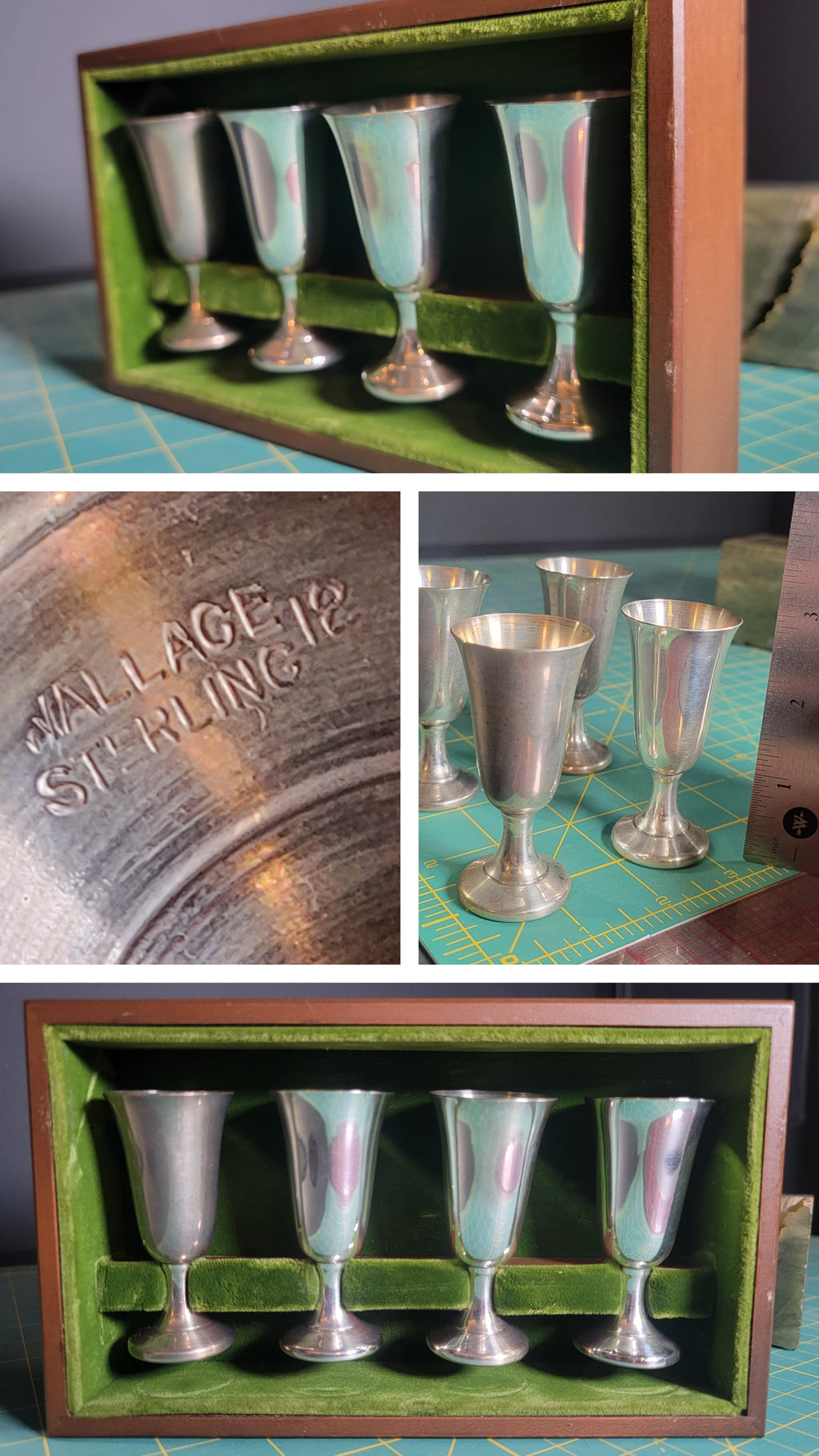 Wallace Sterling #12 Cordials Set of 4 - Original Box - 1930s-1950s - No Monograms