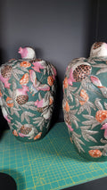 Asian Famille Rose Porcelain Vases Pair - 19.5" Tall - Butterflies & Pomegranates
