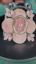 Vintage Schreiner New York 1950s Signed Cupcake Floral Glass Brooch Pink Cabochon