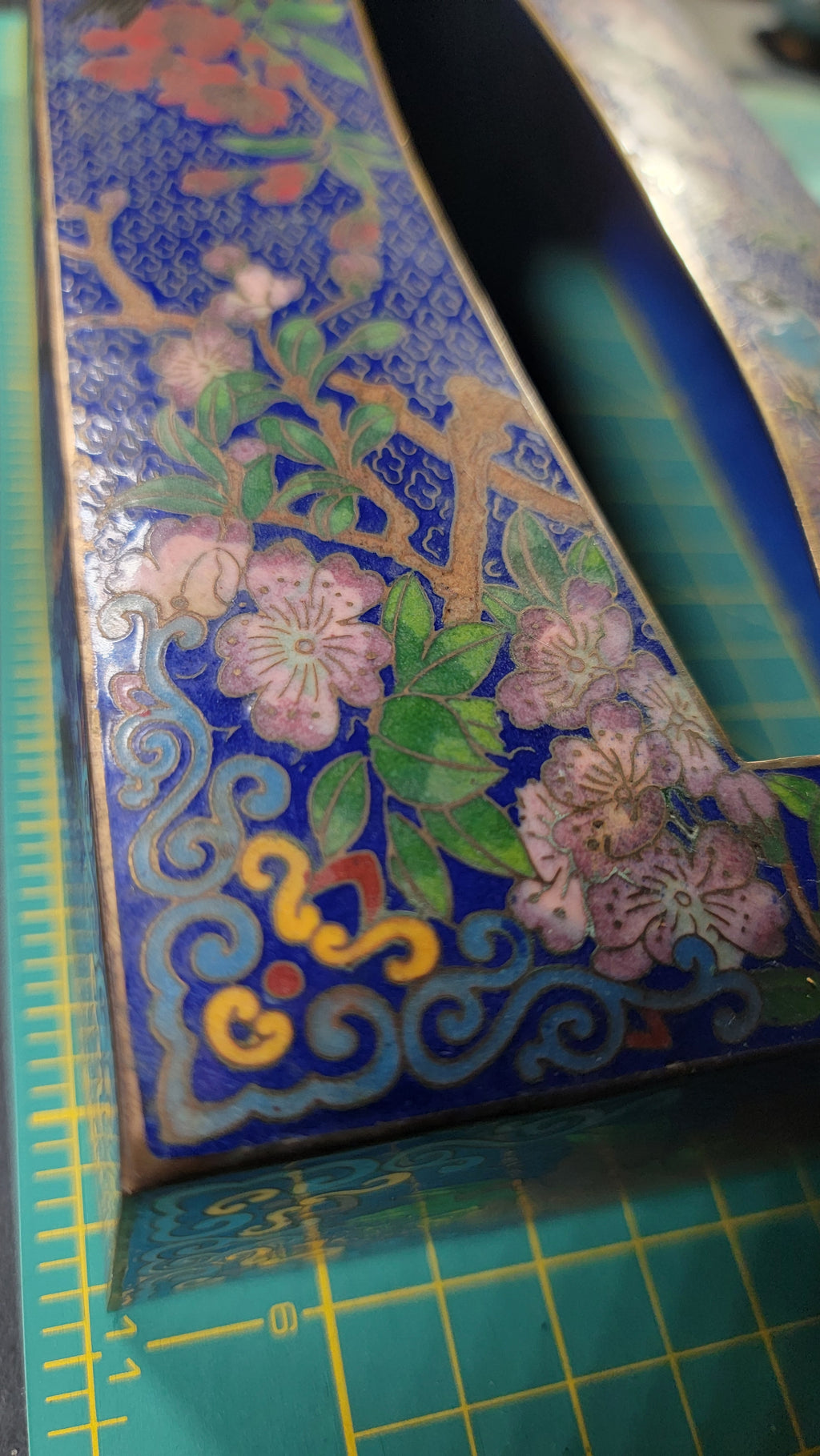 Rare Authentic 20th Century Cloisonné Tissue Box Cover - 10" x 5" - Immaculate Condition