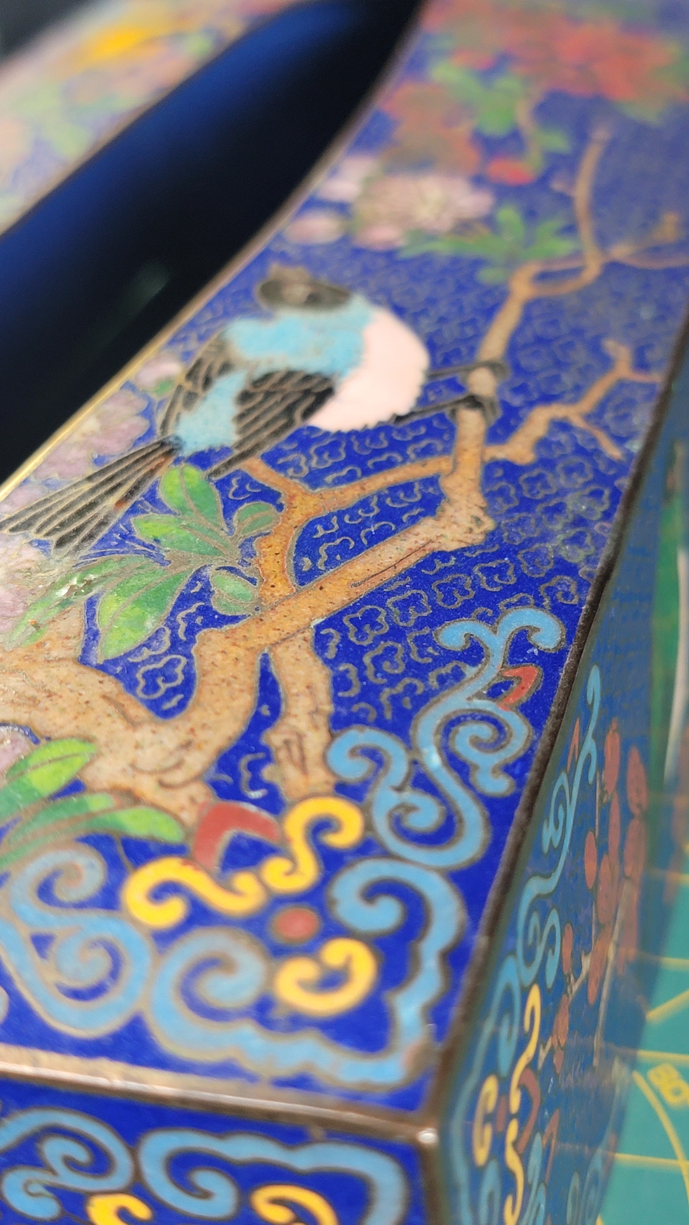 Rare Authentic 20th Century Cloisonné Tissue Box Cover - 10" x 5" - Immaculate Condition