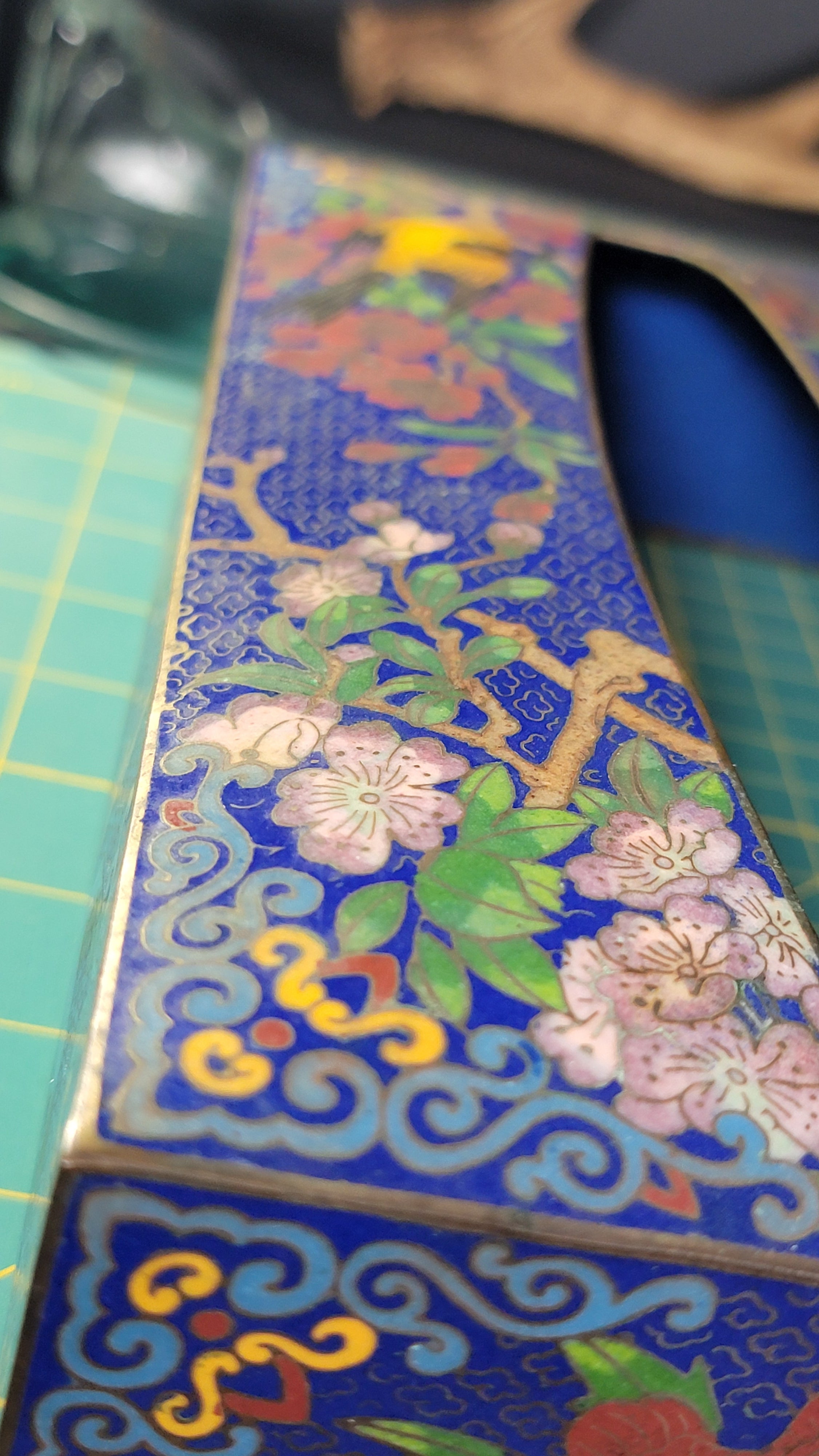 Rare Authentic 20th Century Cloisonné Tissue Box Cover - 10" x 5" - Immaculate Condition