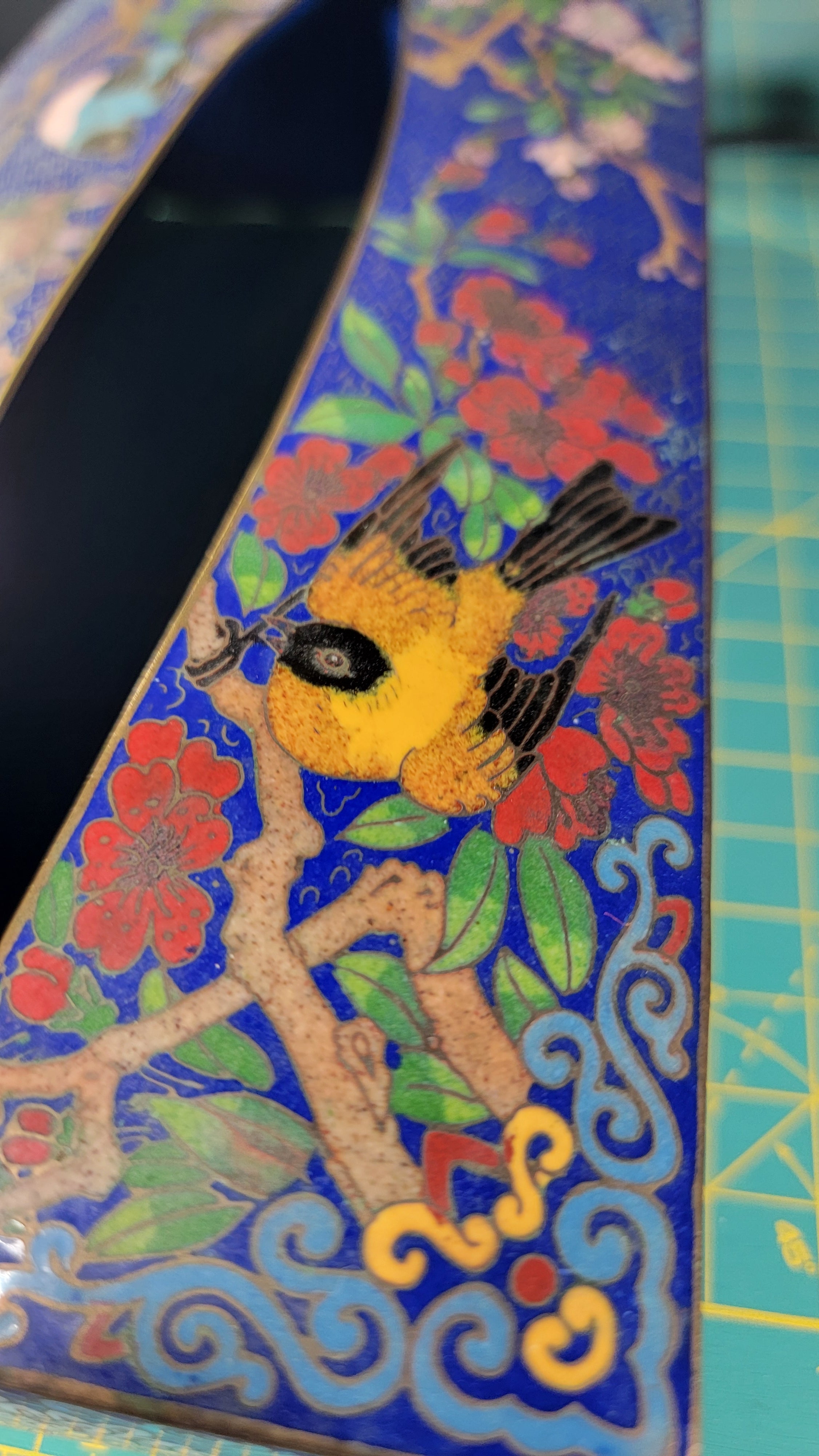 Rare Authentic 20th Century Cloisonné Tissue Box Cover - 10" x 5" - Immaculate Condition