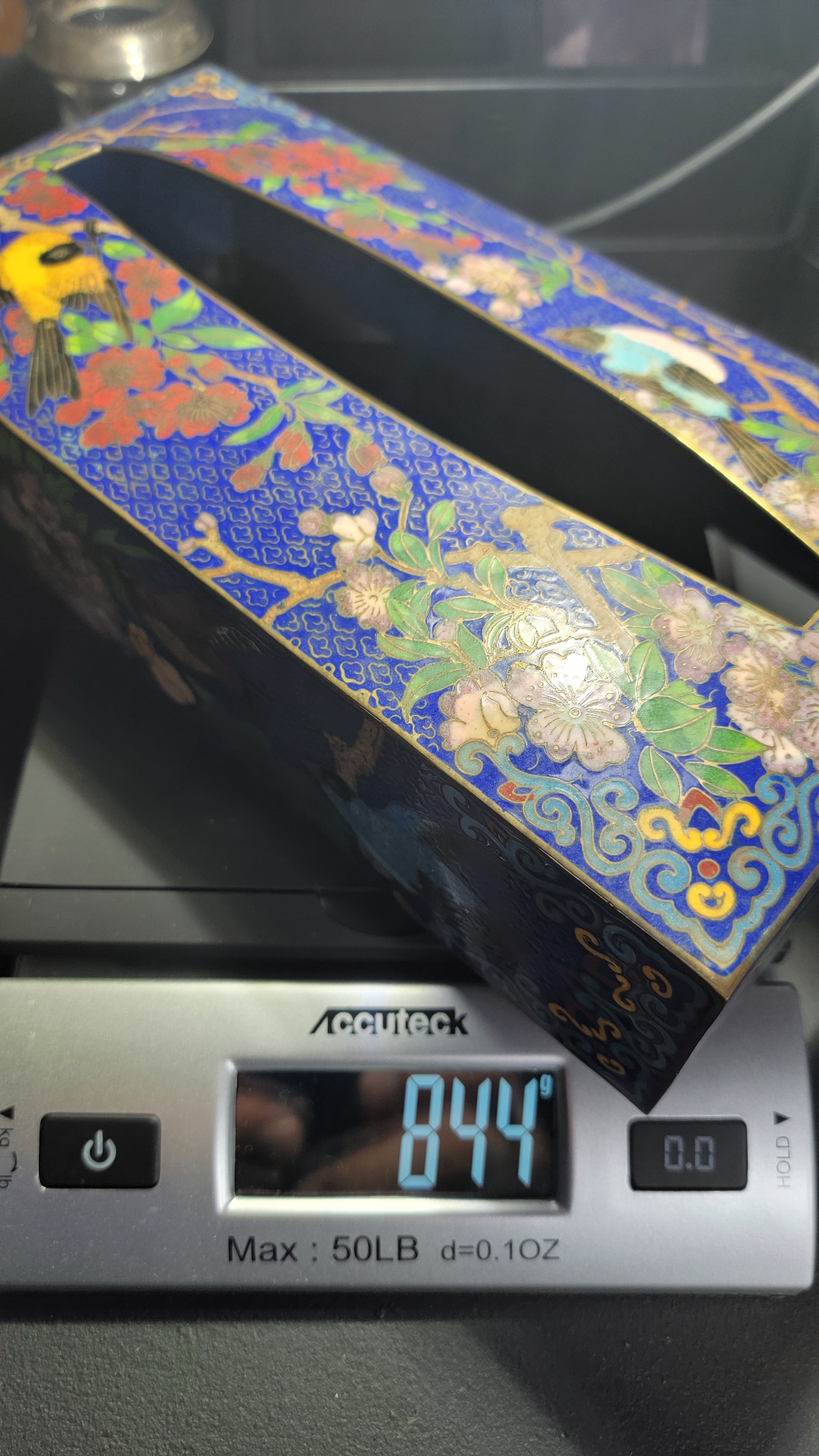 Rare Authentic 20th Century Cloisonné Tissue Box Cover - 10" x 5" - Immaculate Condition
