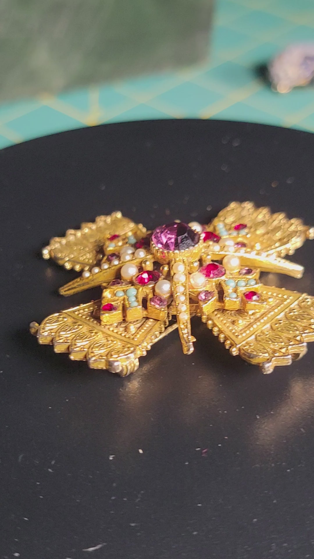 Vintage ART Signed Cross Brooch - Arthur Pepper - Multicolor Cabochons - 38g Statement Piece