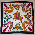 Hermès “Samouraï” Silk Scarf – Black Border – 90cm Carré – Mint Condition