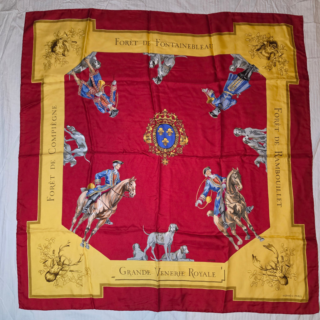 1956 Vintage Hermès "Grande Vénerie Royale" 90cm Silk Scarf (Rare First Edition)