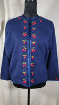 Vintage Fabu Lous Embroidered Cherry Cardigan - 1950s-60s Hong Kong