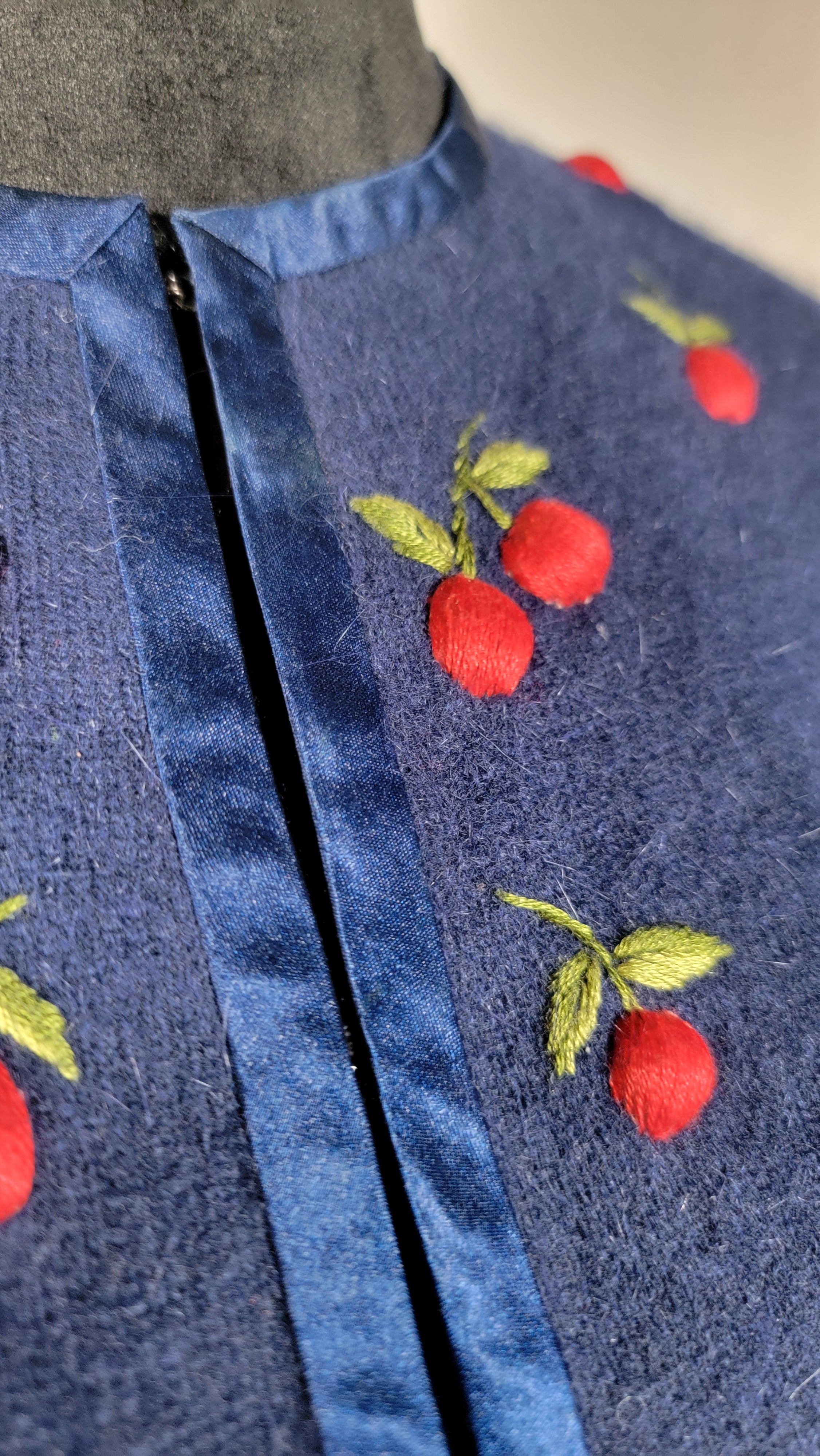 Vintage Fabu Lous Embroidered Cherry Cardigan - 1950s-60s Hong Kong