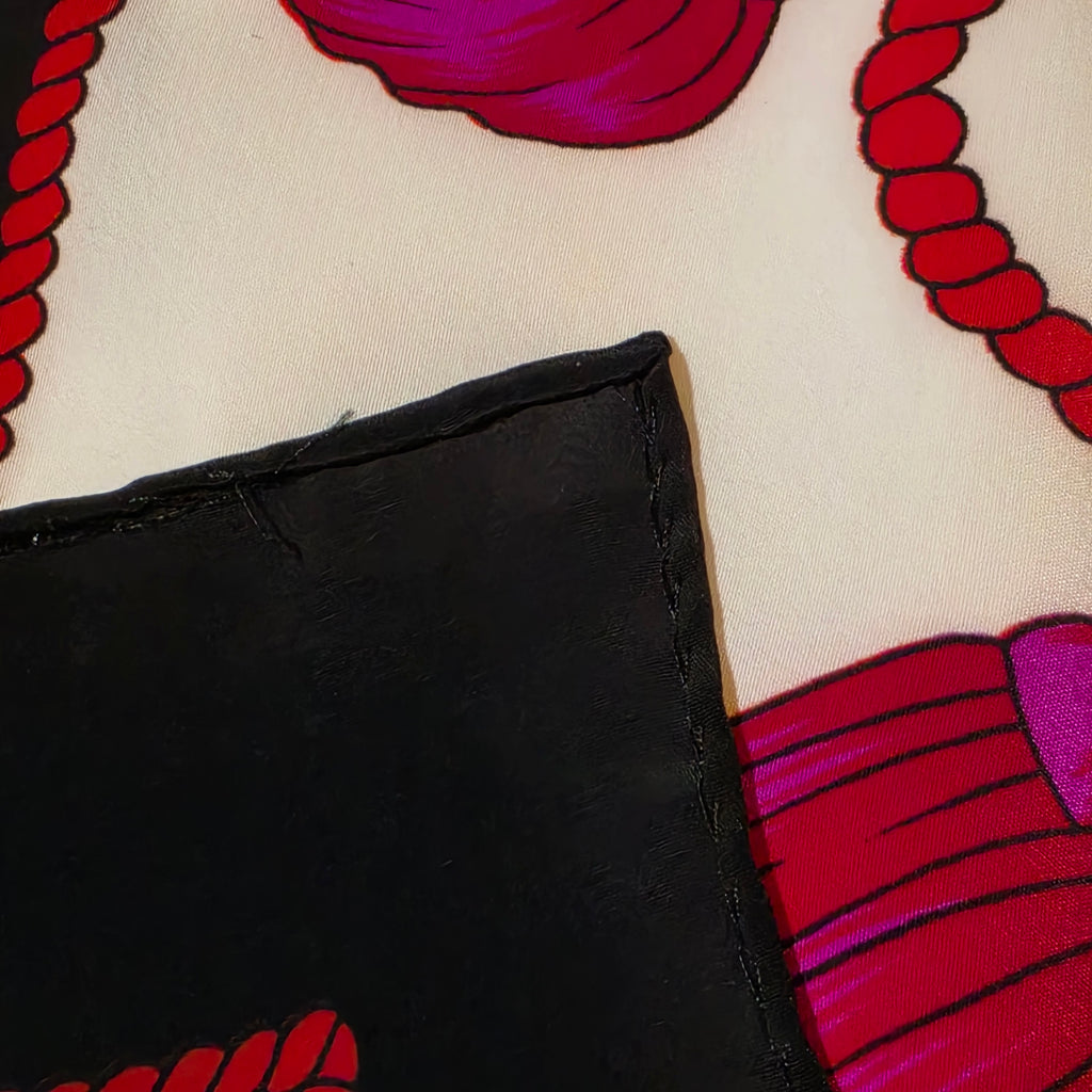Hermès “Samouraï” Silk Scarf – Black Border – 90cm Carré – Mint Condition
