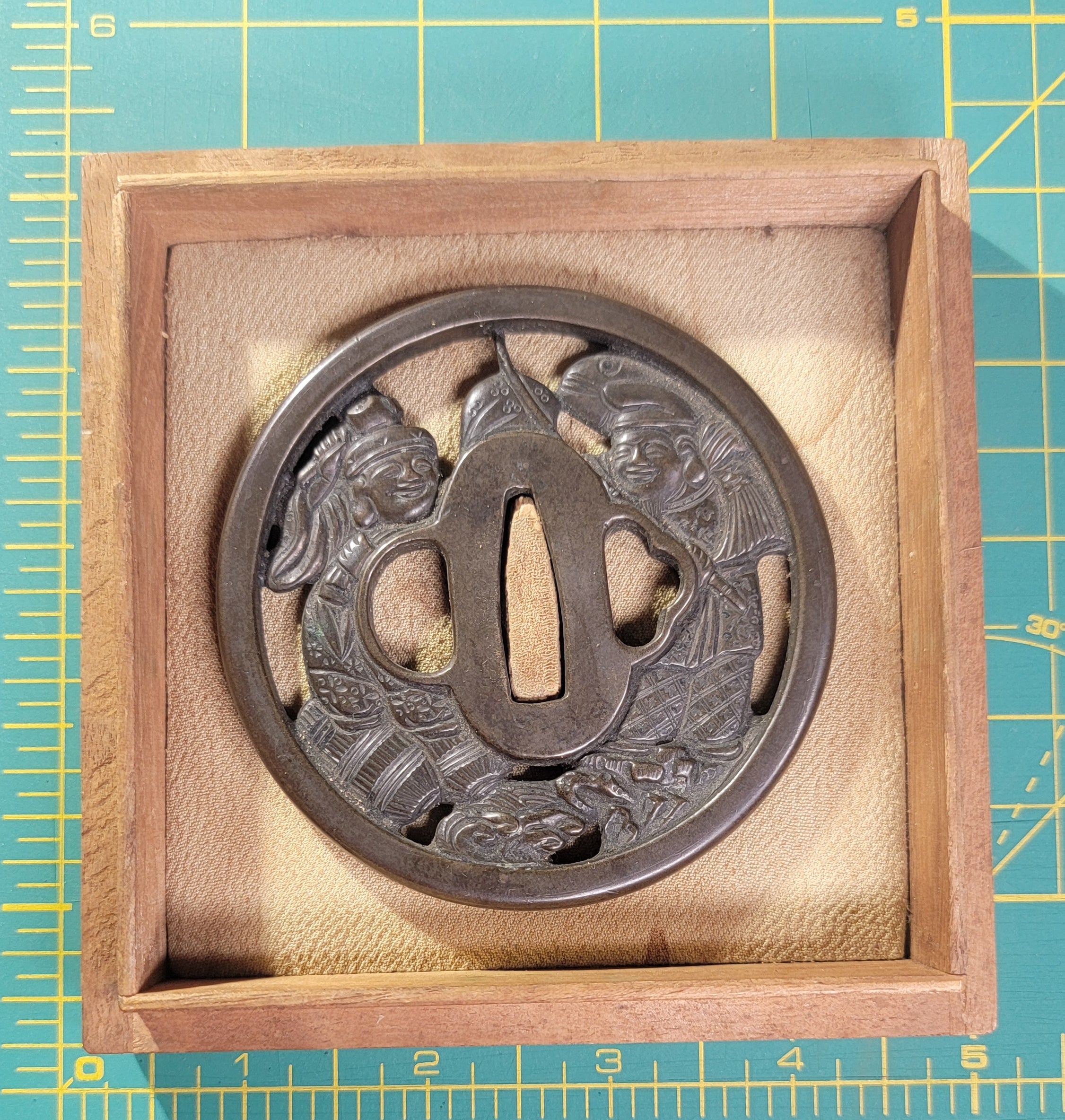 *SIGNED* Edo Period Copper Tsuba - Daikoku & Ebisu by Yamashiro ju Masayoshi