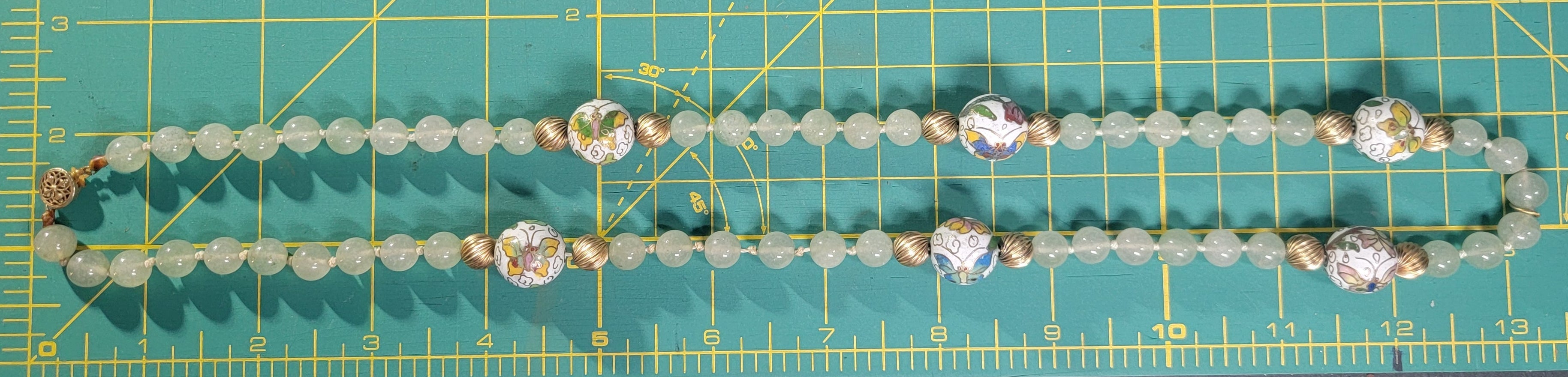 Vintage Cloisonné & Jadeite Necklace - 1920s-1940s