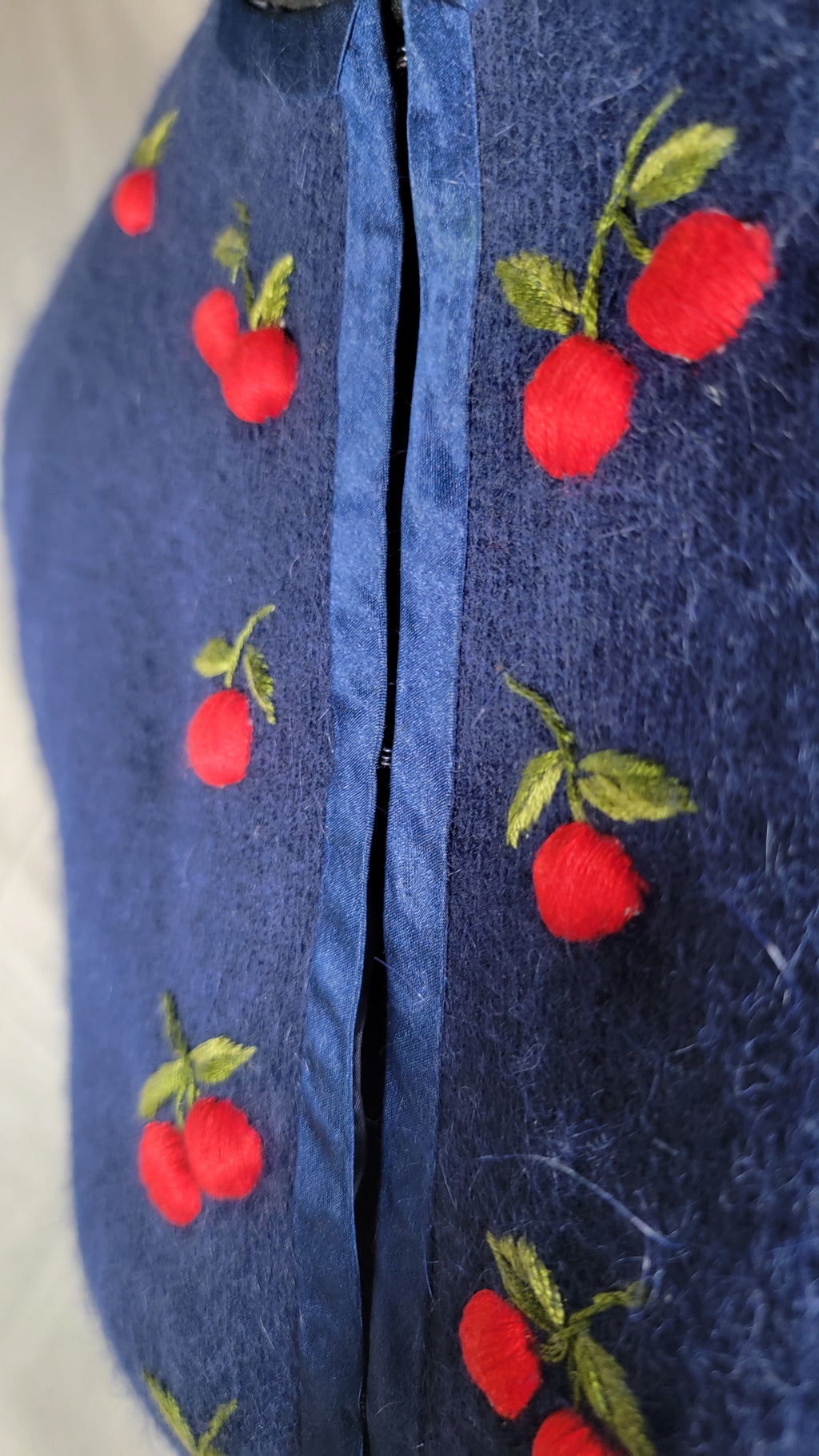 Vintage Fabu Lous Embroidered Cherry Cardigan - 1950s-60s Hong Kong