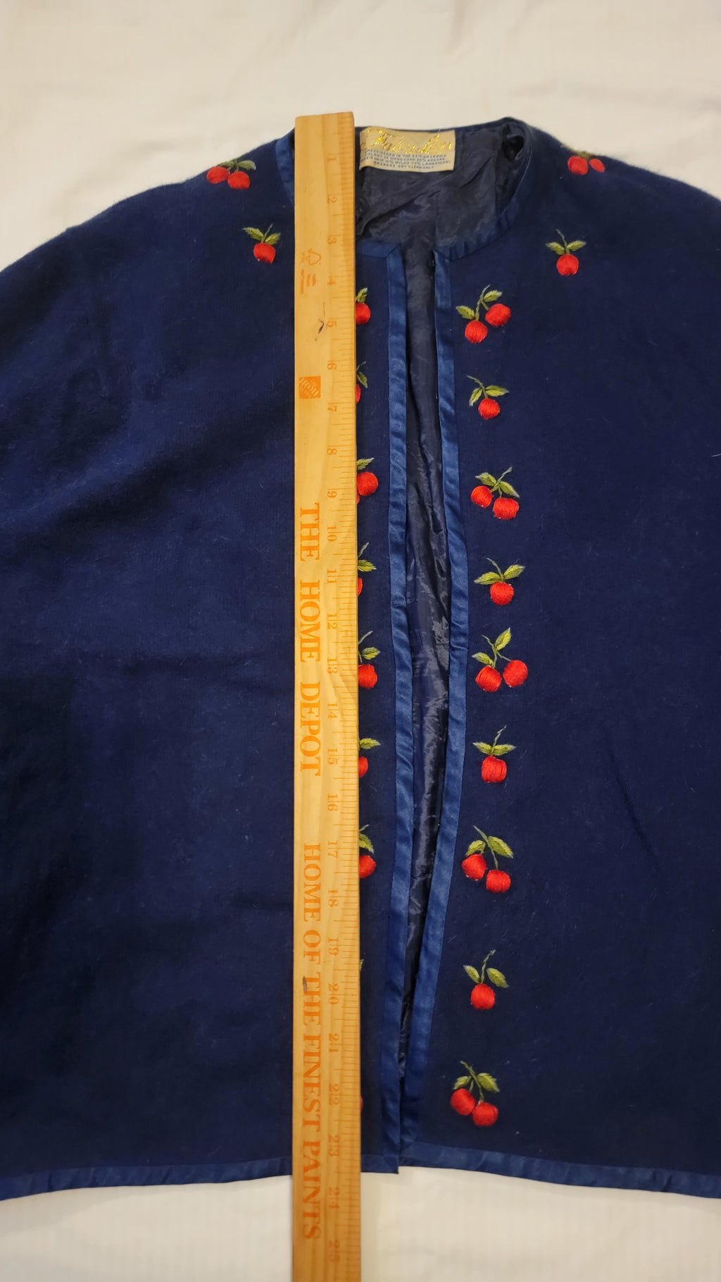 Vintage Fabu Lous Embroidered Cherry Cardigan - 1950s-60s Hong Kong