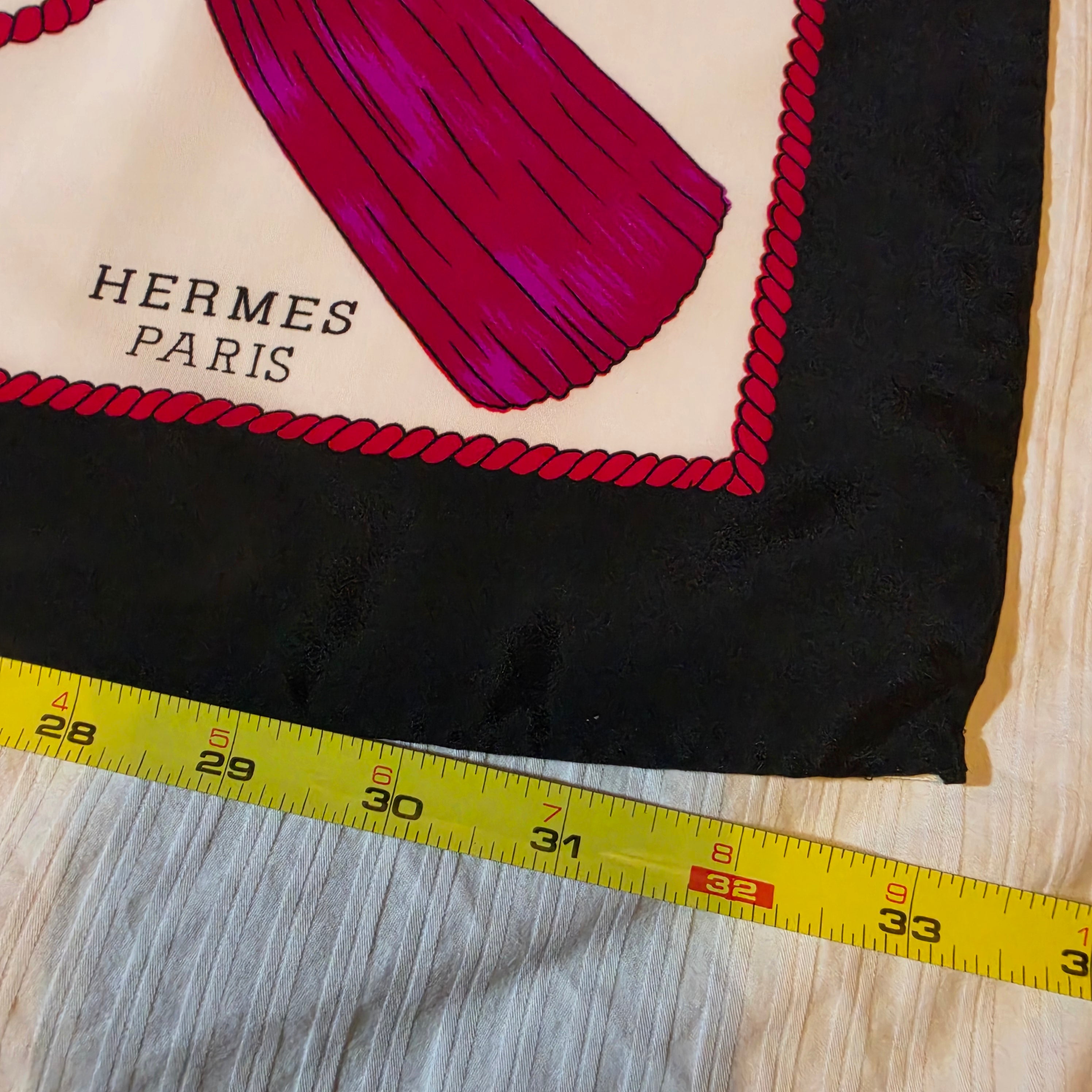 Hermès “Samouraï” Silk Scarf – Black Border – 90cm Carré – Mint Condition