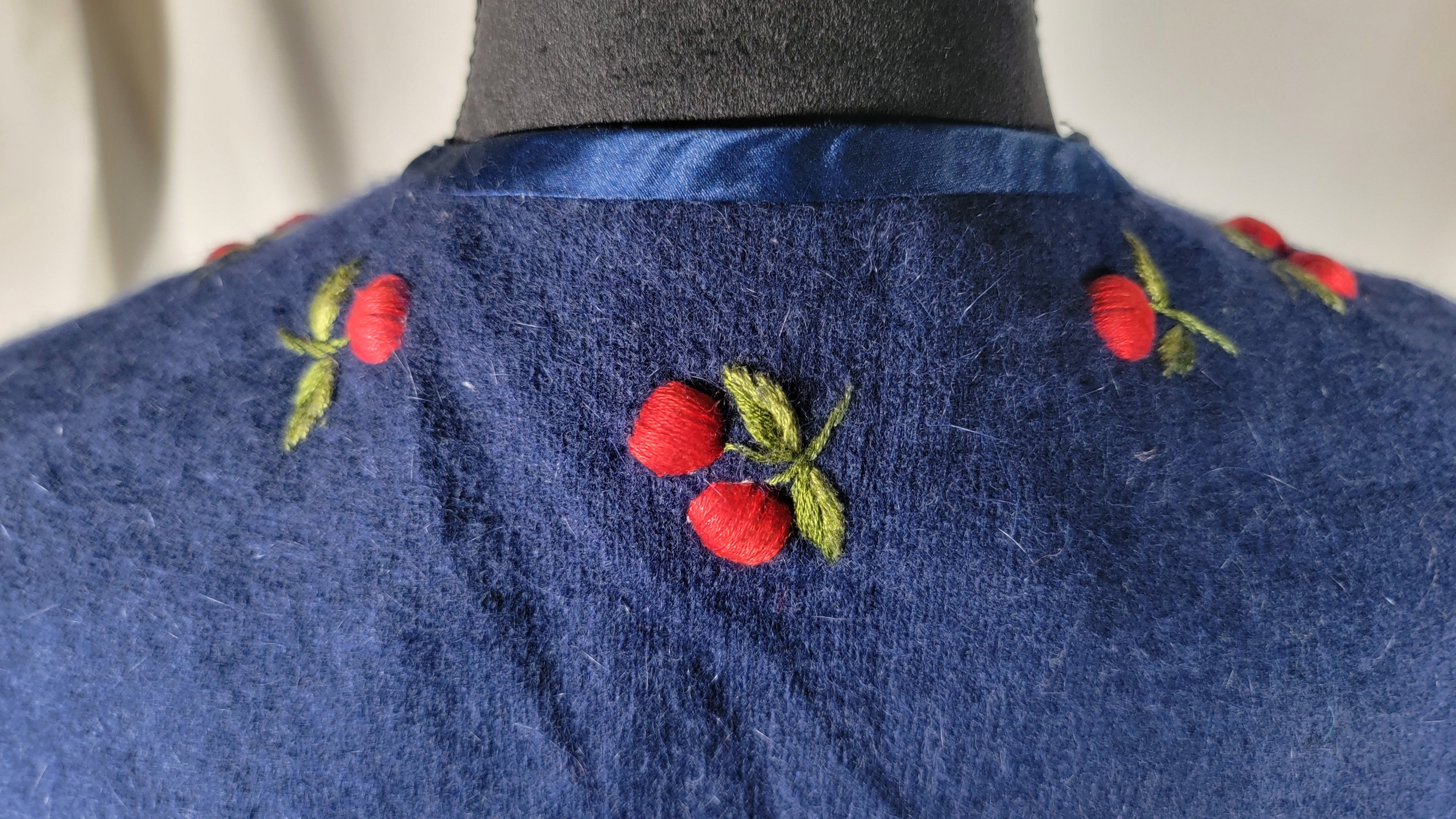 Vintage Fabu Lous Embroidered Cherry Cardigan - 1950s-60s Hong Kong
